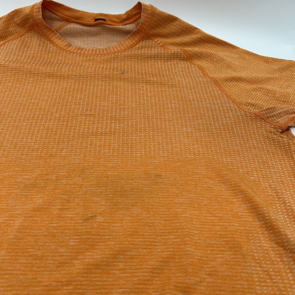 Lululemon Metal Vent Tech Shirt Mens M Orange Yoga Gym Running Crossfit Lifting - Picture 6 of 14